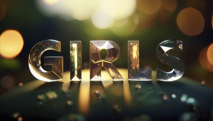 Poster - Illuminated 3D Text Displaying the Word Girls
