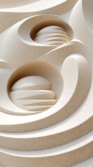 Poster - Abstract Beige Stone Sculpture with Swirling Patterns