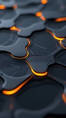 Poster - Abstract Dark Gray and Orange Glowing Lines Pattern Texture
