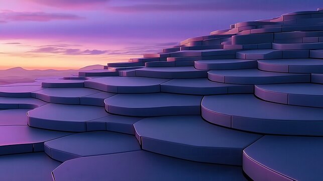 Abstract Purple Geometric Landscape at Sunset