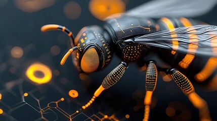 Poster - Digital Bee on Circuit Board
