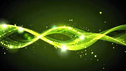 Poster - abstract green wave design with glowing particles dynamic visual effect background for creative proj