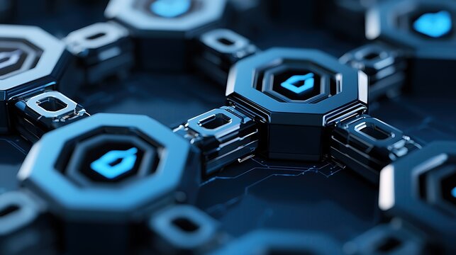 Abstract Blue Hexagon Network Pattern Background