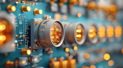 Poster - Close-Up of Circuit Board with Glowing Components