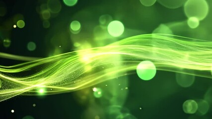 Poster - vibrant green abstract background with flowing lines and bokeh light effects design evoking energy, 
