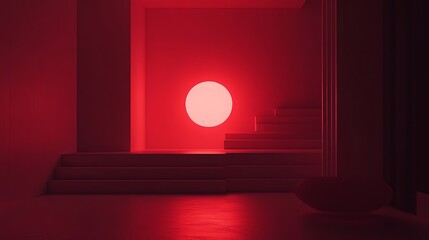 Poster - red abstract minimalist interior design modern architecture background studio space empty room scarl