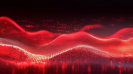 Poster - abstract red particle wave digital background design modern technology futuristic shiny elegant red 
