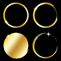 Poster - Gold circle sparkle. Shiny golden ring. Luxury frame set. Vector round highlight.
