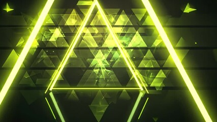 Poster - vibrant abstract design glowing green triangles and geometric shapes create modern energy and light 