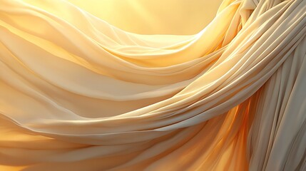 Poster - Cream Beige Fabric Drape with Golden Sunlight Abstract Background