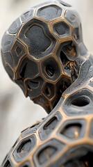 Poster - Grey and Gold Metallic Robot Sculpture Close Up