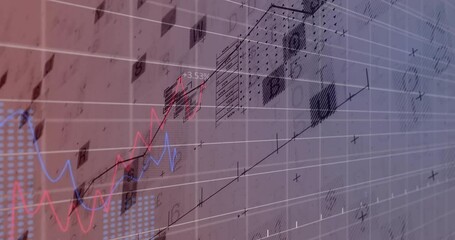 Poster - Flat design illustration showing finance UI displaying red, blue trend lines with percentage labels