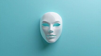 Wall Mural - White Mask on a Blue Textured Background