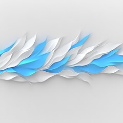 Poster - Abstract wavy lines, white and light blue, minimalist design