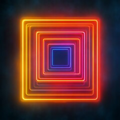 Poster - Abstract neon square tunnel effect