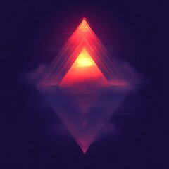 Poster - Geometric sunset, glowing diamond shape