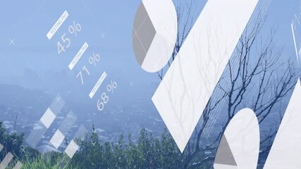 Poster - Abstract overlay being animated on coastal scene, showing semi transparent map and white shapes
