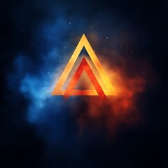 Poster - Abstract geometric design with vibrant colors and smoky effect