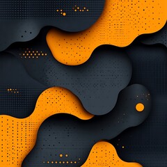 Poster - Abstract fluid dynamic design with overlapping layers of dark gray and orange