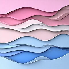 Poster - Abstract layered wavy shapes in soft pastel colors