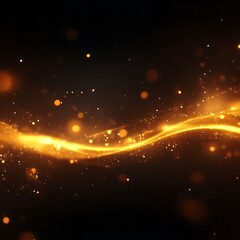 Poster - golden glowing particles flow