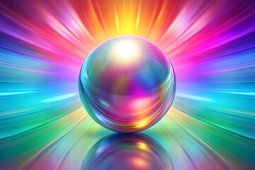 Wall Mural - shiny sphere with rainbow burst colorful abstract digital art