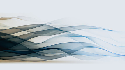 Poster - Abstract Fluid Motion: Elegant abstract artwork, featuring fluid waves of blues and grays gracefully sweeping across the scene, evoking a sense of calm movement and visual intrigue.