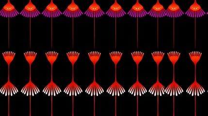 Poster - Abstract Red Purple Geometric Pattern on Black Background