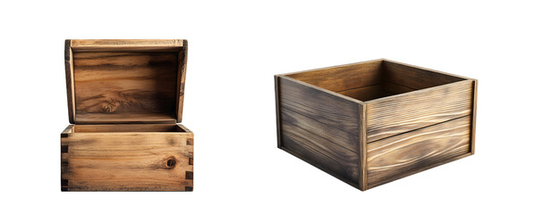 Poster - rectangular wooden boxes isolated on transparent background