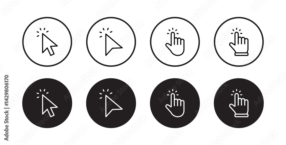 Cursors icons click set. Cursors icon click, Clicking cursor, pointing ...