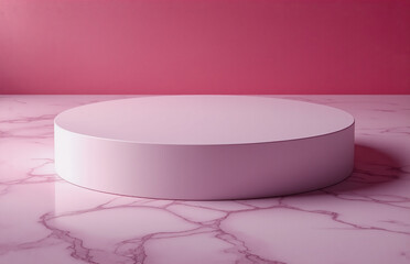 Aufkleber - An elegant pink podium displays an item, set against a complementary background, hinting at luxury. The smooth surface reflects light, creating a minimalist display.