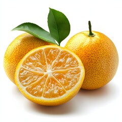 Poster - Vibrant oranges ? whole and halved ? with fresh leaves, isolated on white. Perfect for healthy eating and citrus themes. Mythical creature isolated on a white background