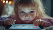 © BOW_NAPASORN - A young girl is using a tablet to play a game. She is focused on the screen and she is enjoying herself