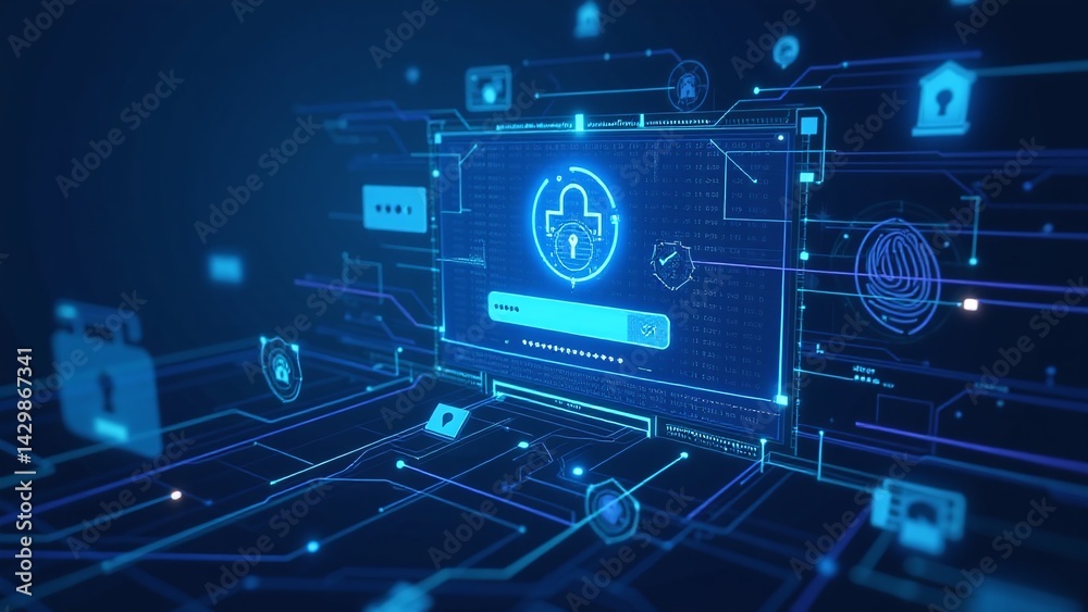 World Password Day digital security concept, secure login visuals, biometric and password protection, encrypted access with futuristic tech icons for online safety, privacy, and authentication