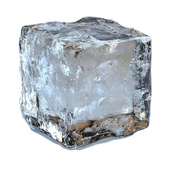 Poster - A studio photo of a transparent highly reflective ice cube centered on a clean pure white background with no distractions