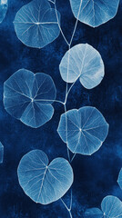 Poster - A beautiful blue and white color scheme, with a blue background and white leaves. The leaves are arranged in a way that creates a sense of movement and flow, as if they are dancing in the wind