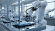 © Armando - Automated robotic arm manipulating pharmaceutical components in a sterile laboratory.