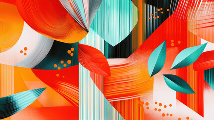 Poster - Abstract colorful modern design with vibrant shapes, dynamic lines, flowing patterns, bold colors, and artistic elements creating an energetic visual composition