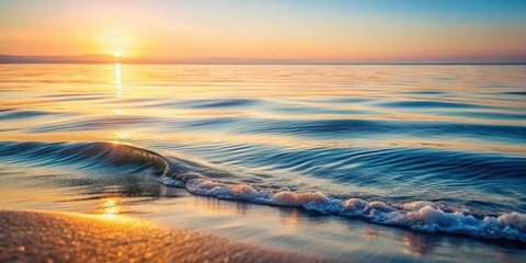 Wall Mural - serene sunset seascape gentle waves kissing the golden shore at dawn