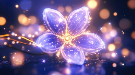 Wall Mural - Glowing, ethereal flower design against a dark backdrop.