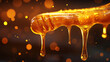 © Farid - Vector illustration of golden honey dripping from a dipper, highlighting the realistic sticky texture and natural appeal