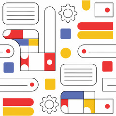 Poster - Seamless Vector Modern Background, Minimalistic design featuring colorful geometric shapes and clean lines, ideal for tech dashboards and modern interfaces, on white background, commercial use