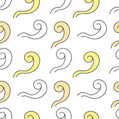 Poster - Seamless Vector Modern Background, Stylish abstract swirls in yellow tones create playful pattern on white background, evoking sense of whimsy and creativity, on white background, commercial use