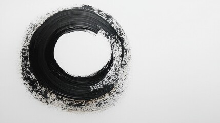 Poster - Circular Brush Stroke in Black and White on Clean Background
