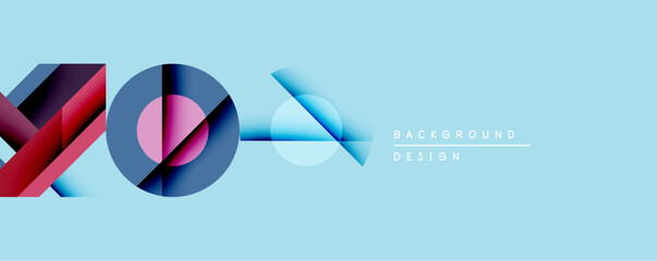 Leinwandbilder - Abstract geometric shapes overlap, creating dynamic visual effect. Blue hues dominate design, with gradient transitions. Minimalist style suitable for backgrounds, presentations.