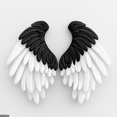 Poster - Stylized Black and White Wings on Light Gray Background