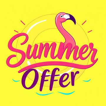 Typography with 3D effect with the word Summer in pink color on a yellow background