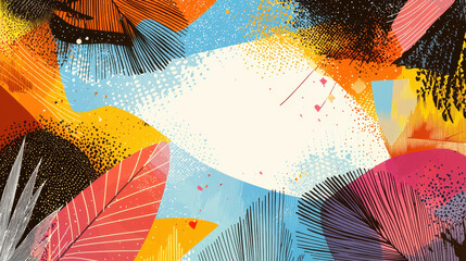 Poster - Abstract colorful digital art with vibrant brush strokes bold shapes and textured patterns creating a lively modern artistic composition suitable for creative projects