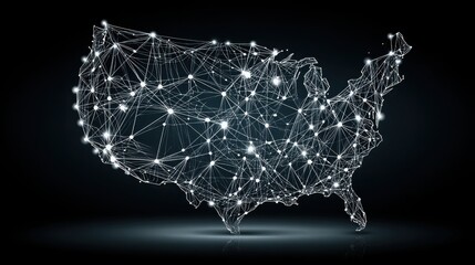 Poster - The united states of america represented with a detailed network map showcasing connections across the nation's geography
