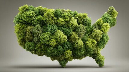 Poster - Artistic tree formation representing the united states symbolizing environmental sustainability and natural resources conservation